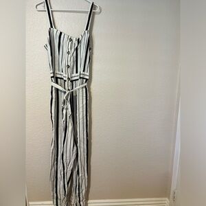 Black and white striped jumpsuit